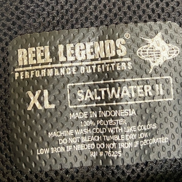 Reel Legend Men's Fishing Shirt Sz XL Black Outdoor Vented Roll Tab Long Sleeve - Picture 10 of 10